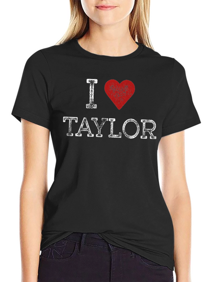 I Heart Taylor Distressed Graphic Tee - Black