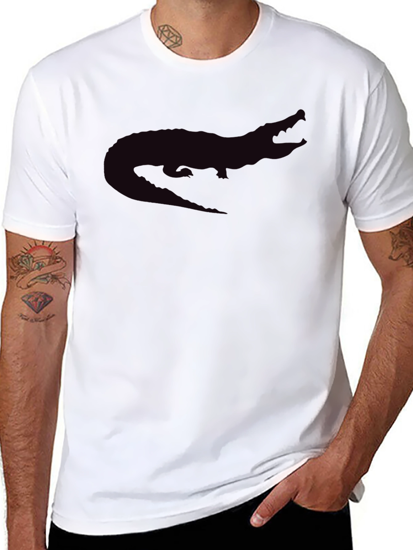 Black Alligator Graphic Tee - Casual Style