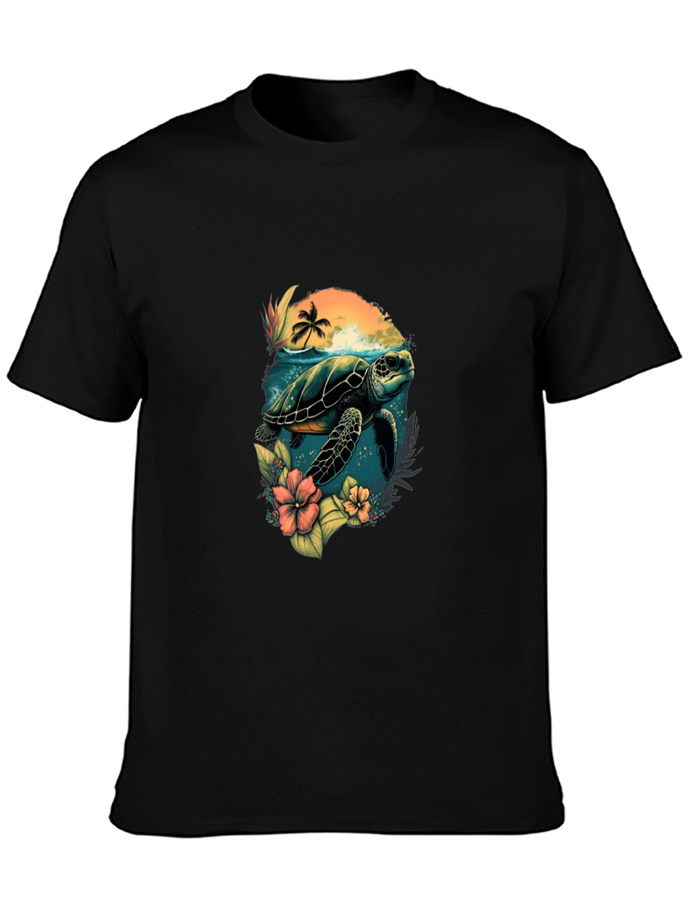 Tropical Turtle Graphic T-Shirt