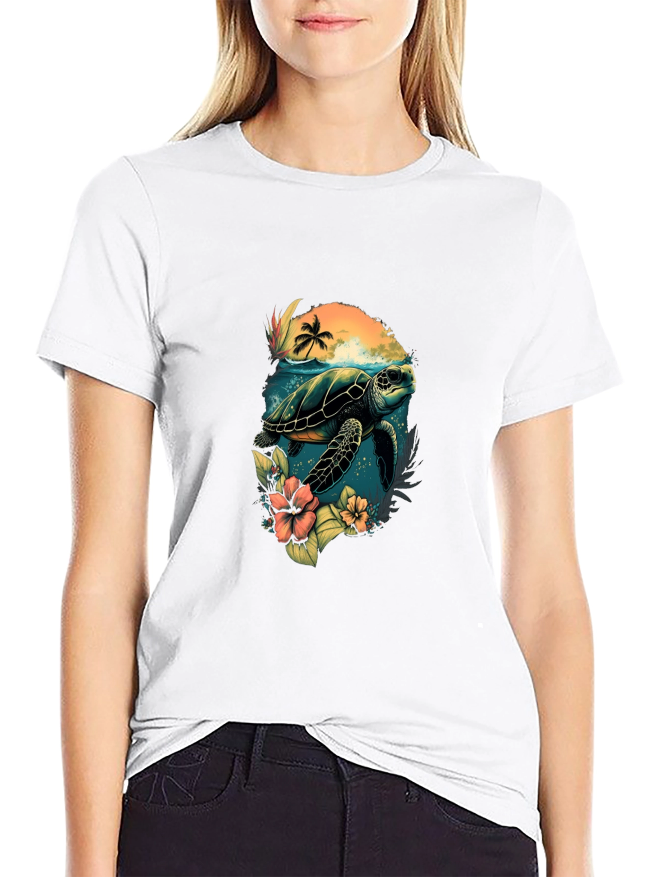 Tropical Turtle Graphic T-Shirt