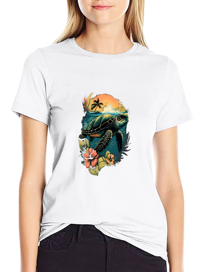 Tropical Turtle Graphic T-Shirt