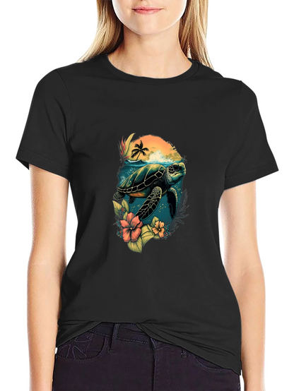 Tropical Turtle Graphic T-Shirt