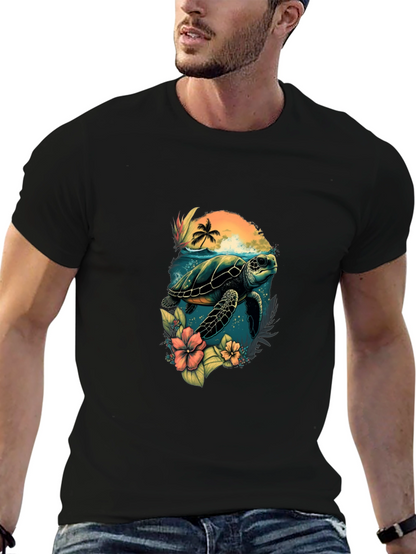 Tropical Turtle Graphic T-Shirt