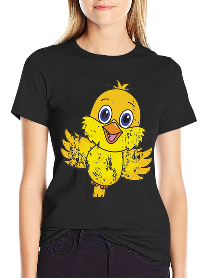 Cute Chick Graphic Print Mens Black T-Shirt