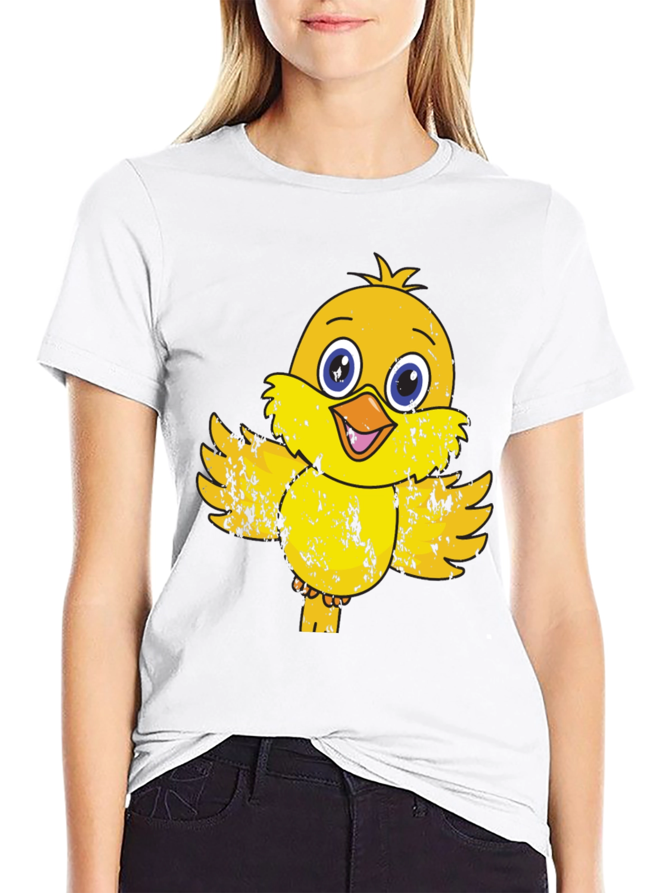 Cute Chick Graphic Print Mens Black T-Shirt
