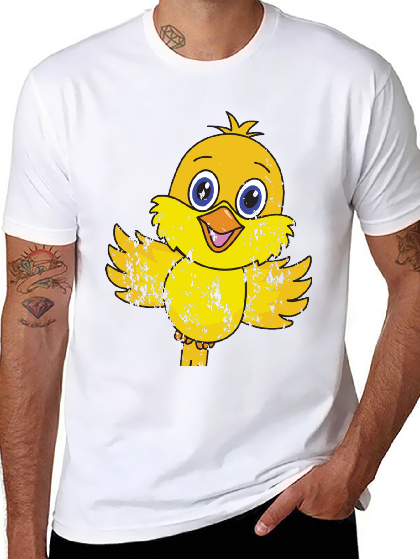 Cute Chick Graphic Print Mens Black T-Shirt