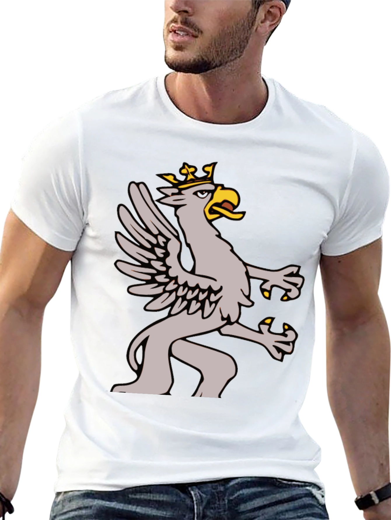 Griffin Graphic Tee - Black Cotton Blend Shirt