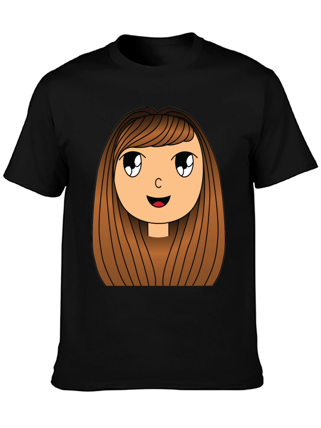 Cartoon Girl Graphic Print Black T-Shirt