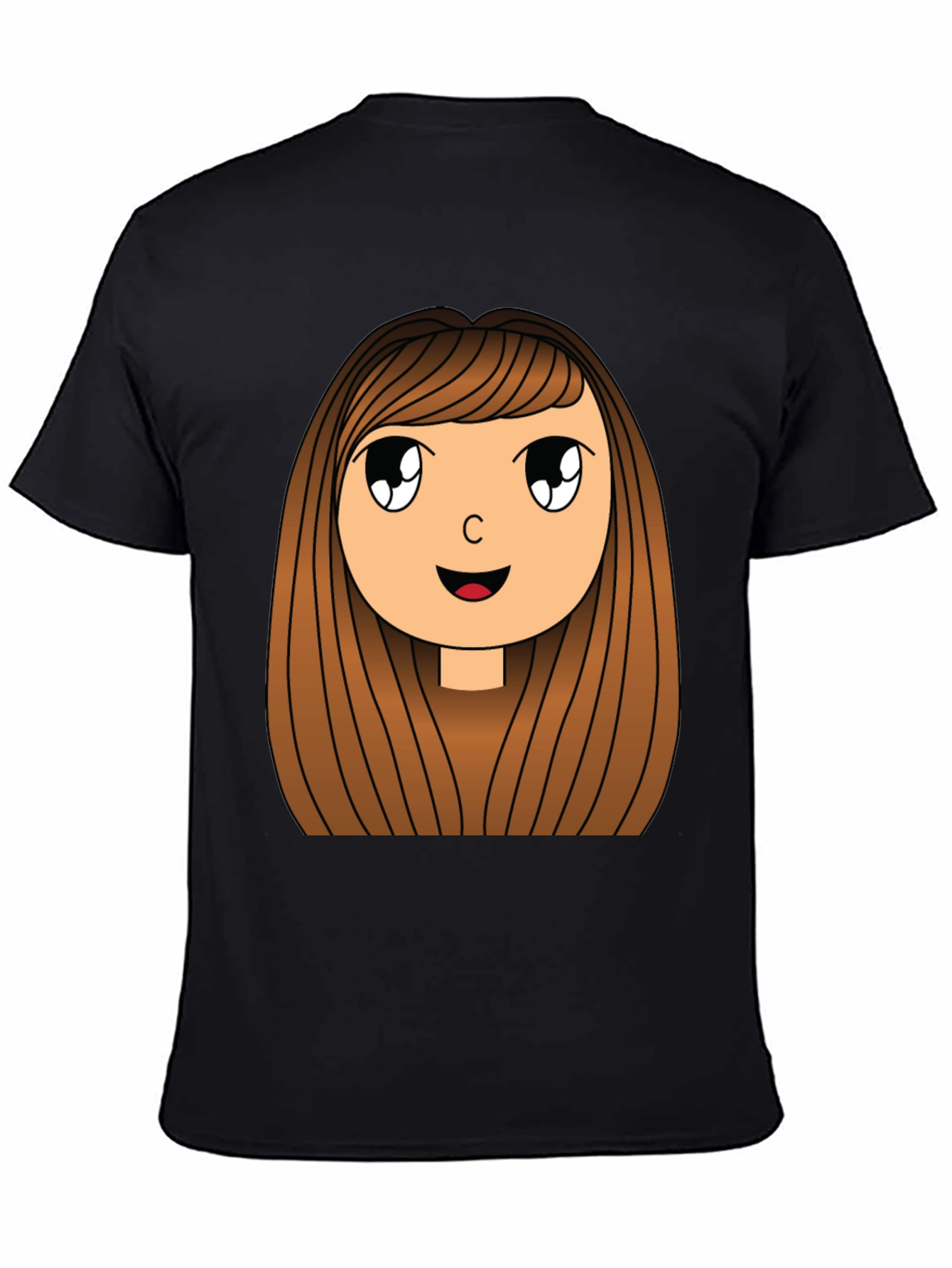 Cartoon Girl Graphic Print Black T-Shirt