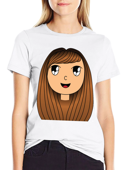 Cartoon Girl Graphic Print Black T-Shirt