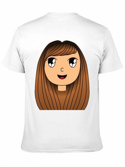 Cartoon Girl Graphic Print Black T-Shirt