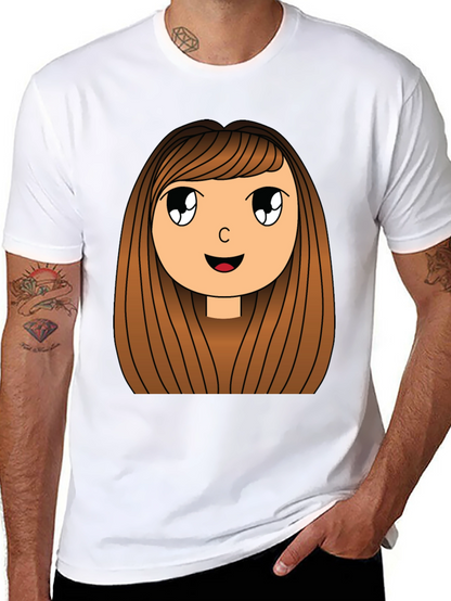 Cartoon Girl Graphic Print Black T-Shirt