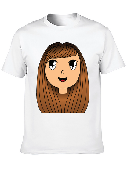 Cartoon Girl Graphic Print Black T-Shirt
