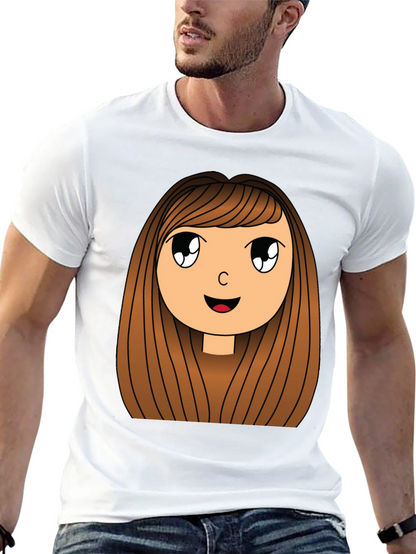 Cartoon Girl Graphic Print Black T-Shirt