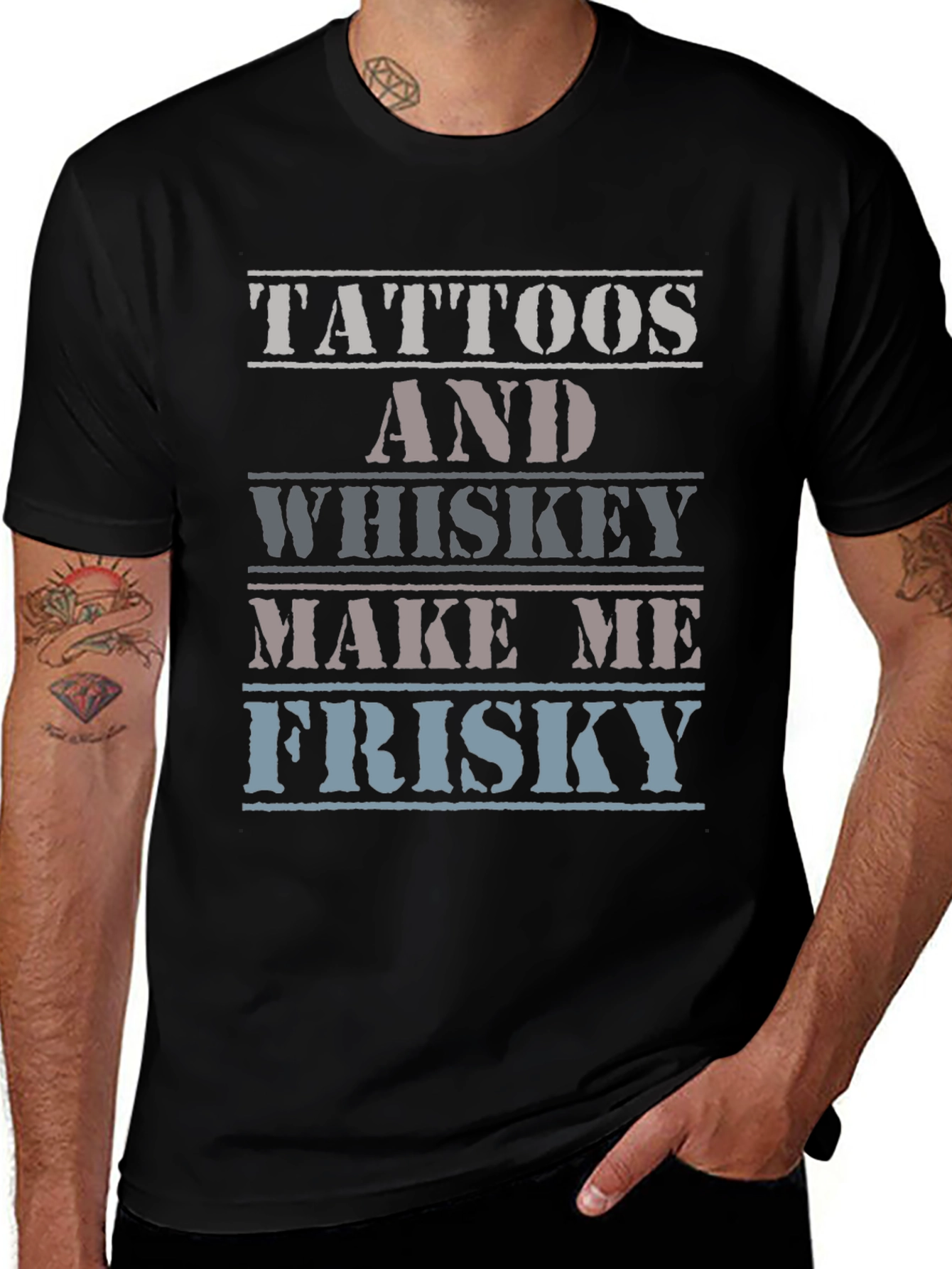 Tattoos and Whiskey T-Shirt - Frisky Quote