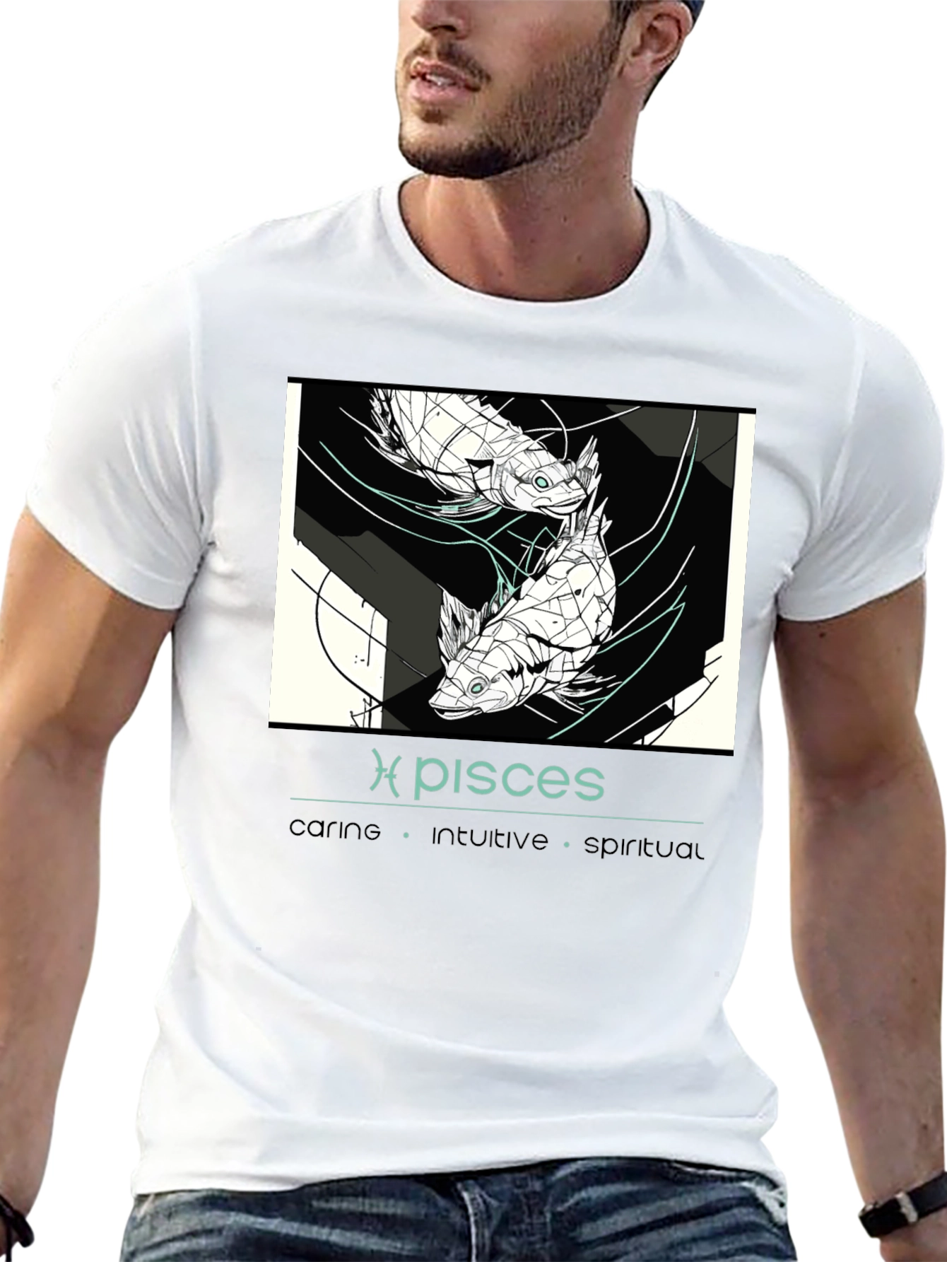 Pisces Zodiac T-Shirt - Caring Intuitive Spiritual