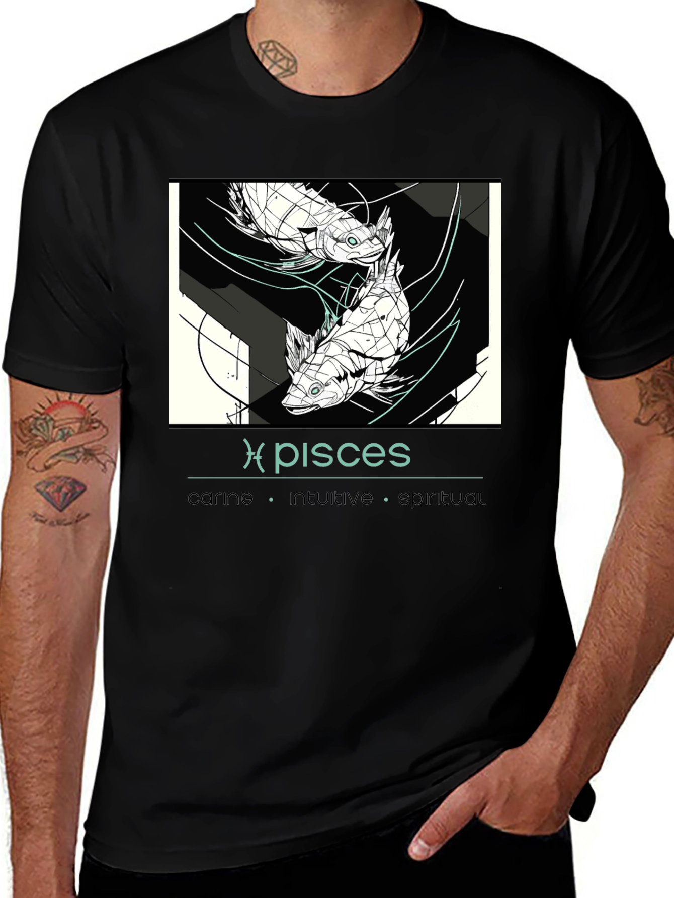 Pisces Zodiac T-Shirt - Caring Intuitive Spiritual