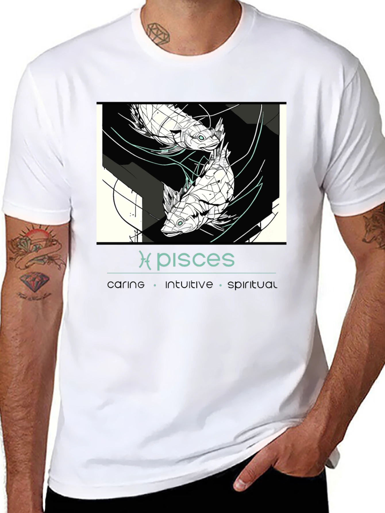 Pisces Zodiac T-Shirt - Caring Intuitive Spiritual