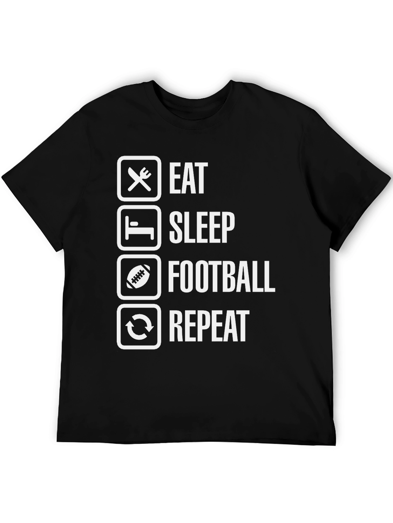 Eat Sleep Football Repeat Black T-Shirt