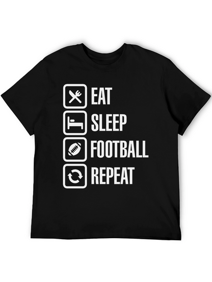 Eat Sleep Football Repeat Black T-Shirt
