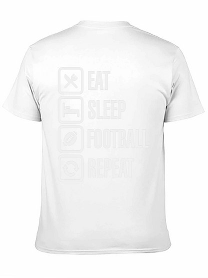 Eat Sleep Football Repeat Black T-Shirt