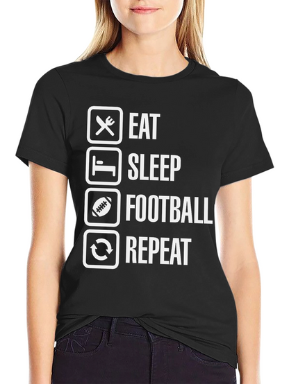 Eat Sleep Football Repeat Black T-Shirt