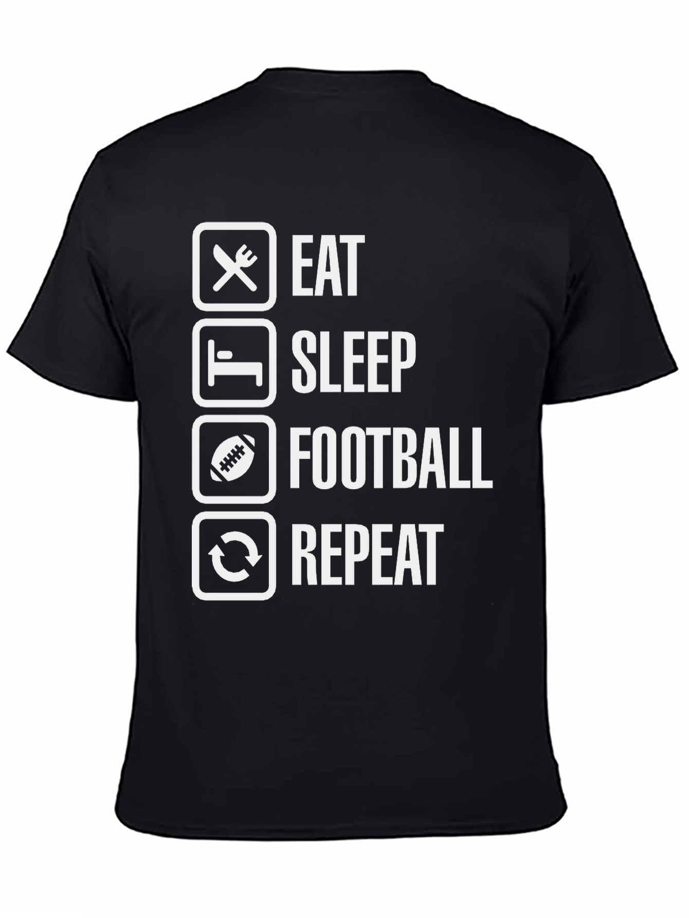 Eat Sleep Football Repeat Black T-Shirt