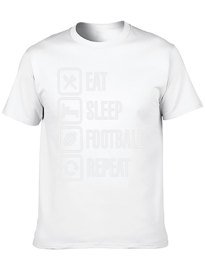 Eat Sleep Football Repeat Black T-Shirt