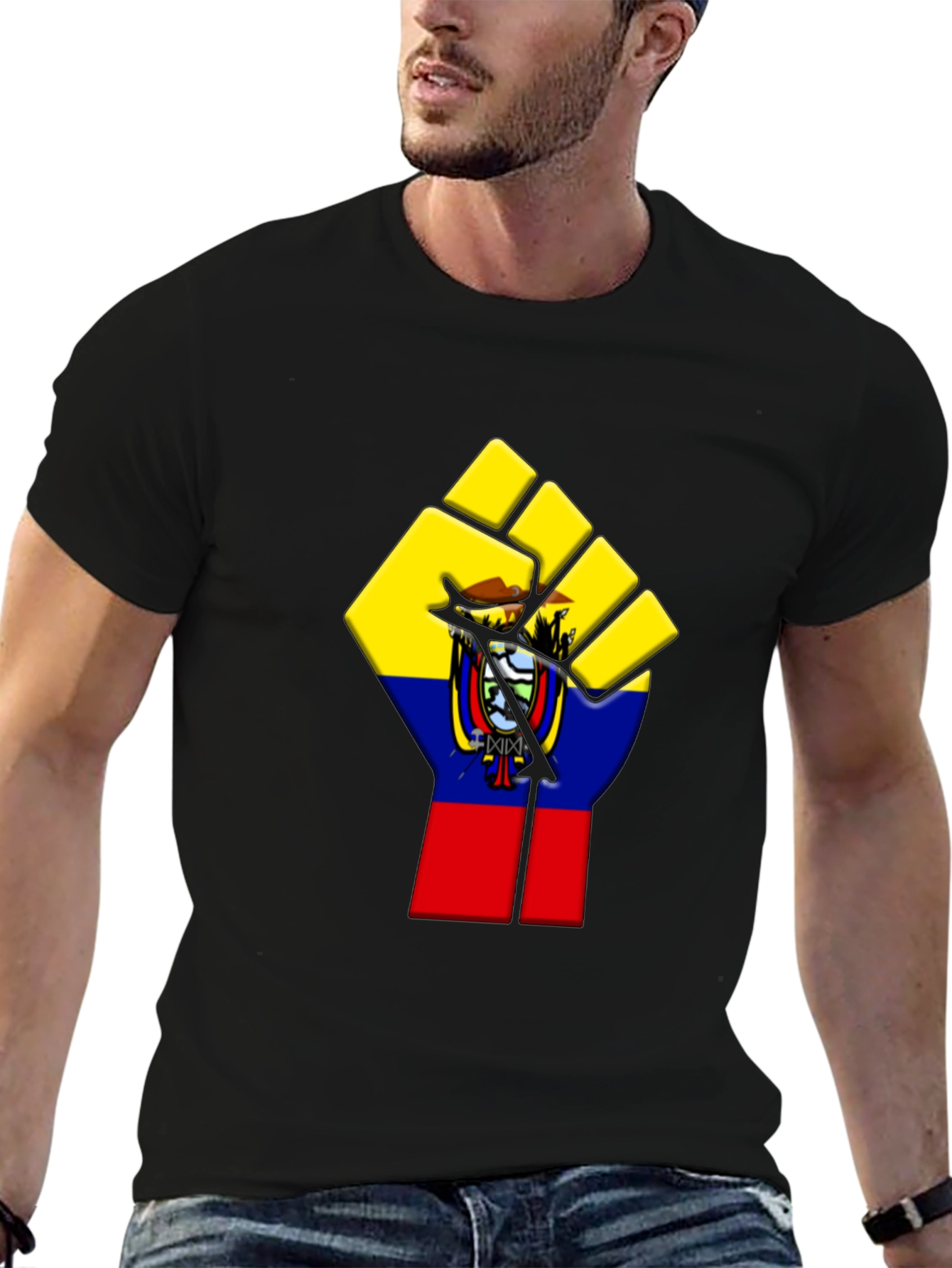 Ecuador Flag Fist Graphic Tee - Black