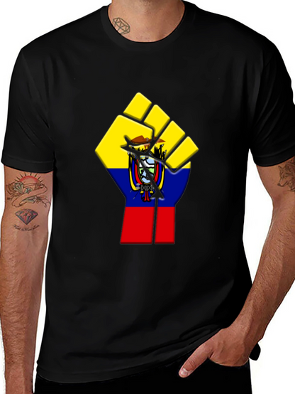 Ecuador Flag Fist Graphic Tee - Black
