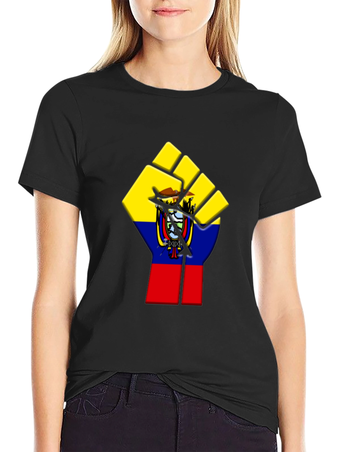 Ecuador Flag Fist Graphic Tee - Black