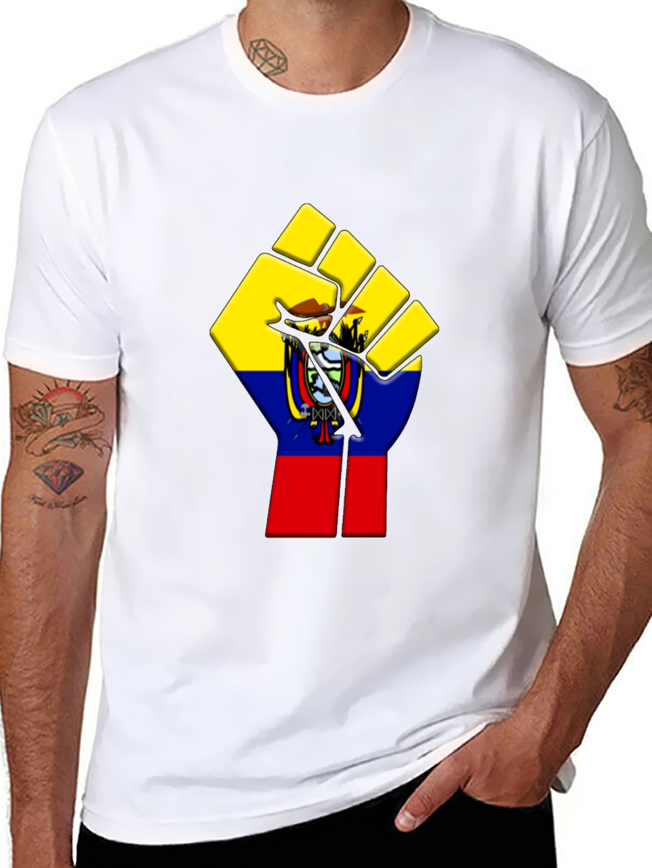 Ecuador Flag Fist Graphic Tee - Black