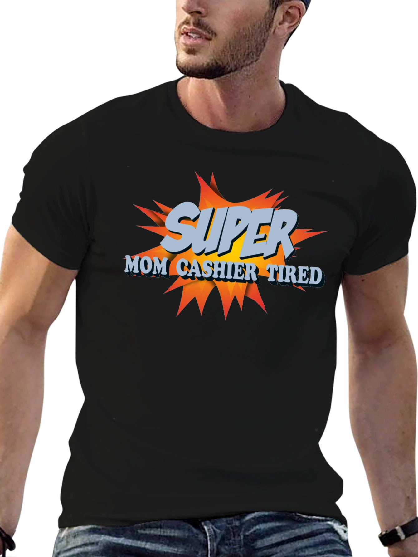 Super Mom Cashier Tired T-Shirt - Black