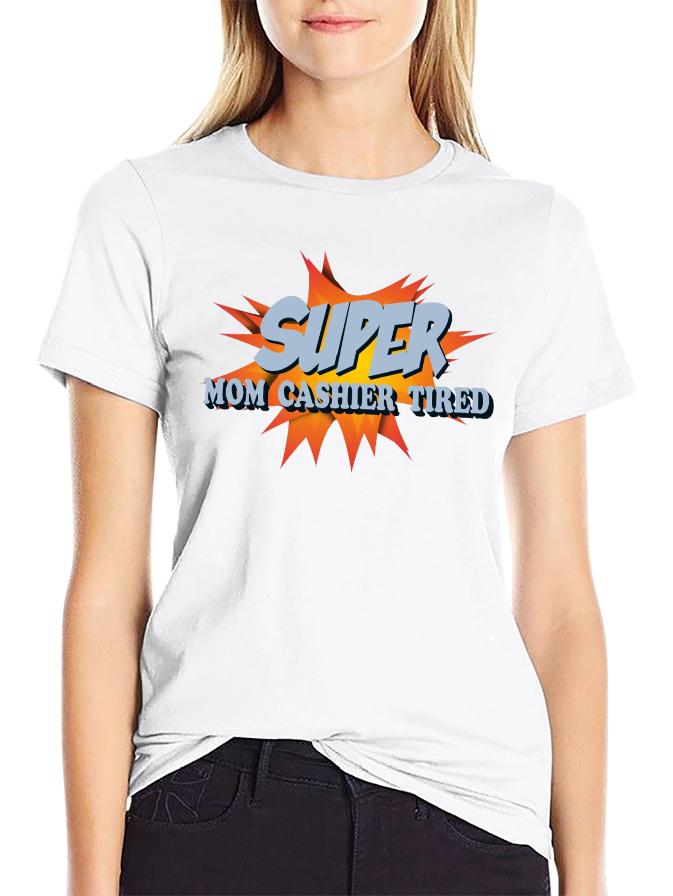 Super Mom Cashier Tired T-Shirt - Black