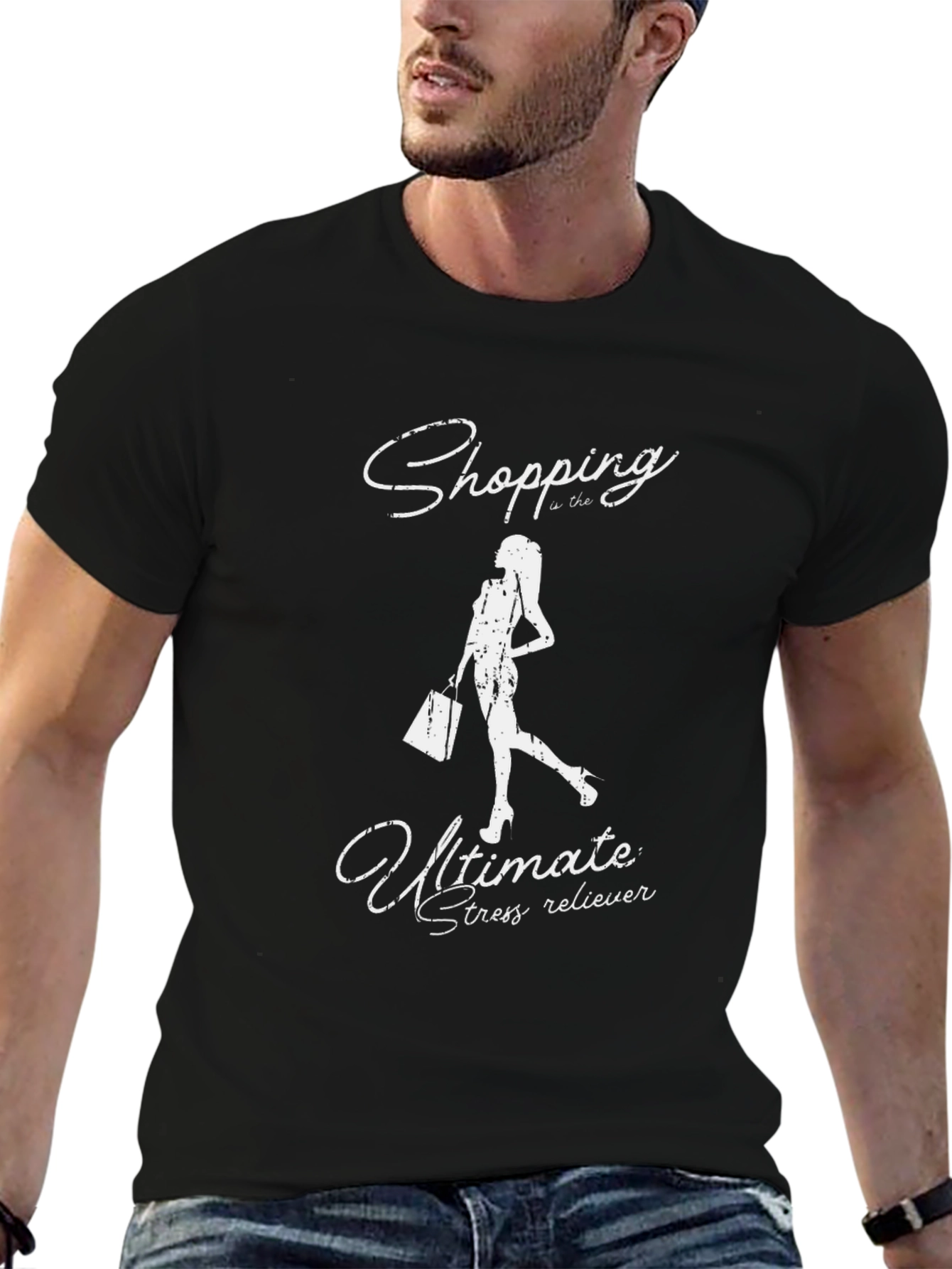 Shopping Stress Reliever Black T-Shirt