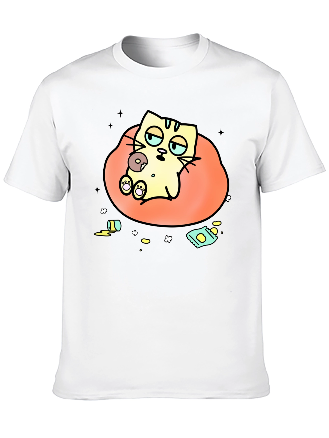 Lazy Cat Cartoon T-Shirt - Relaxed Style
