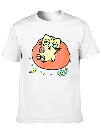 Lazy Cat Cartoon T-Shirt - Relaxed Style