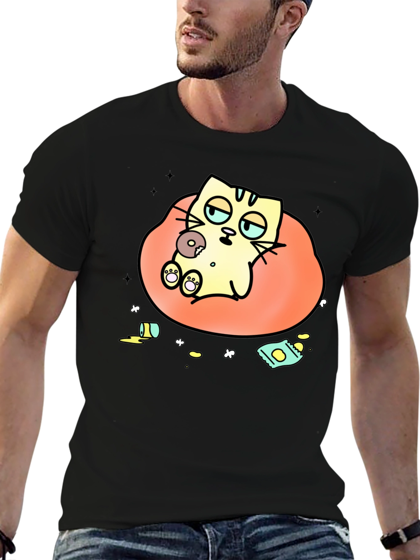 Lazy Cat Cartoon T-Shirt - Relaxed Style