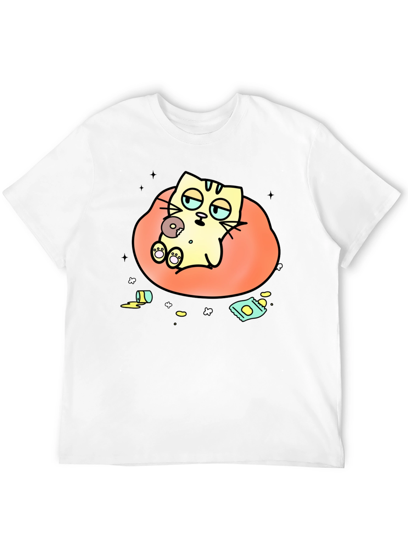 Lazy Cat Cartoon T-Shirt - Relaxed Style