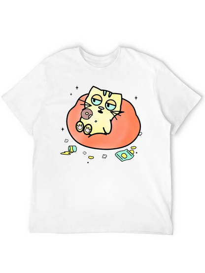 Lazy Cat Cartoon T-Shirt - Relaxed Style