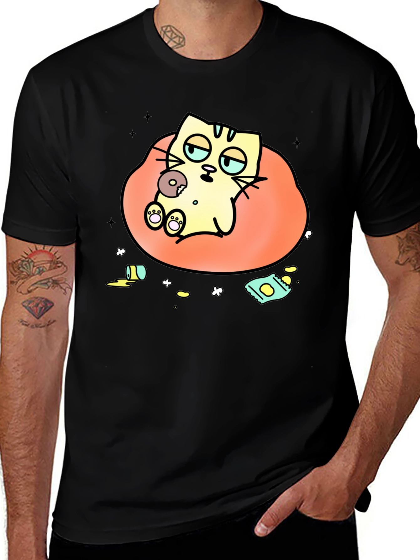 Lazy Cat Cartoon T-Shirt - Relaxed Style