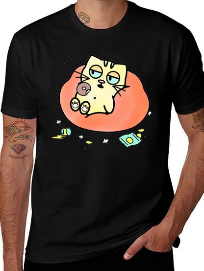 Lazy Cat Cartoon T-Shirt - Relaxed Style
