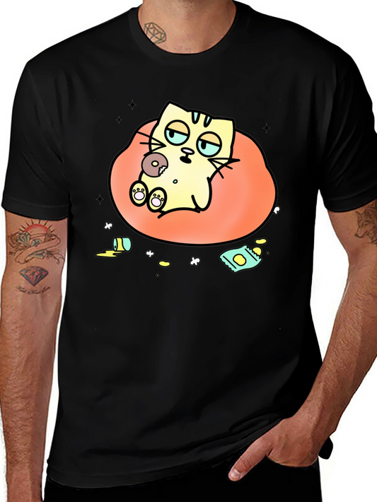 Lazy Cat Cartoon T-Shirt - Relaxed Style