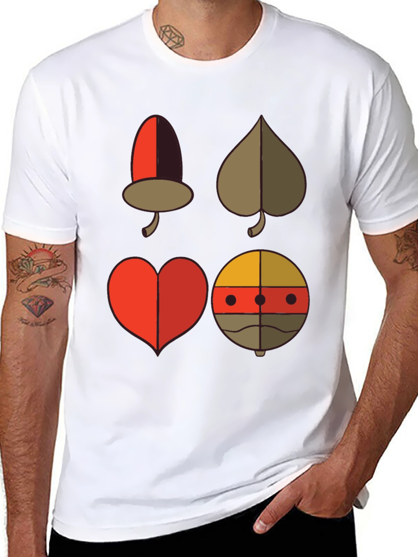 Novelty Card Suit Graphic Tee - Black