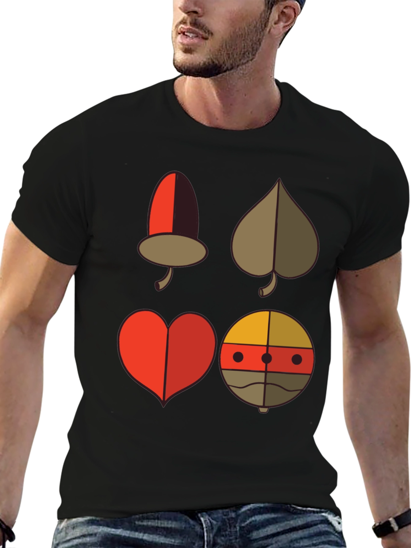 Novelty Card Suit Graphic Tee - Black