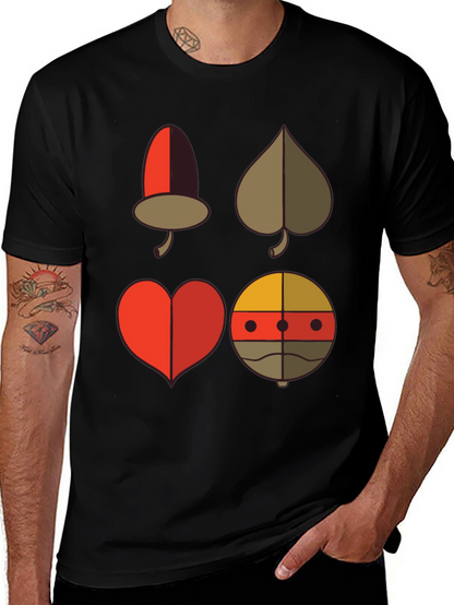 Novelty Card Suit Graphic Tee - Black