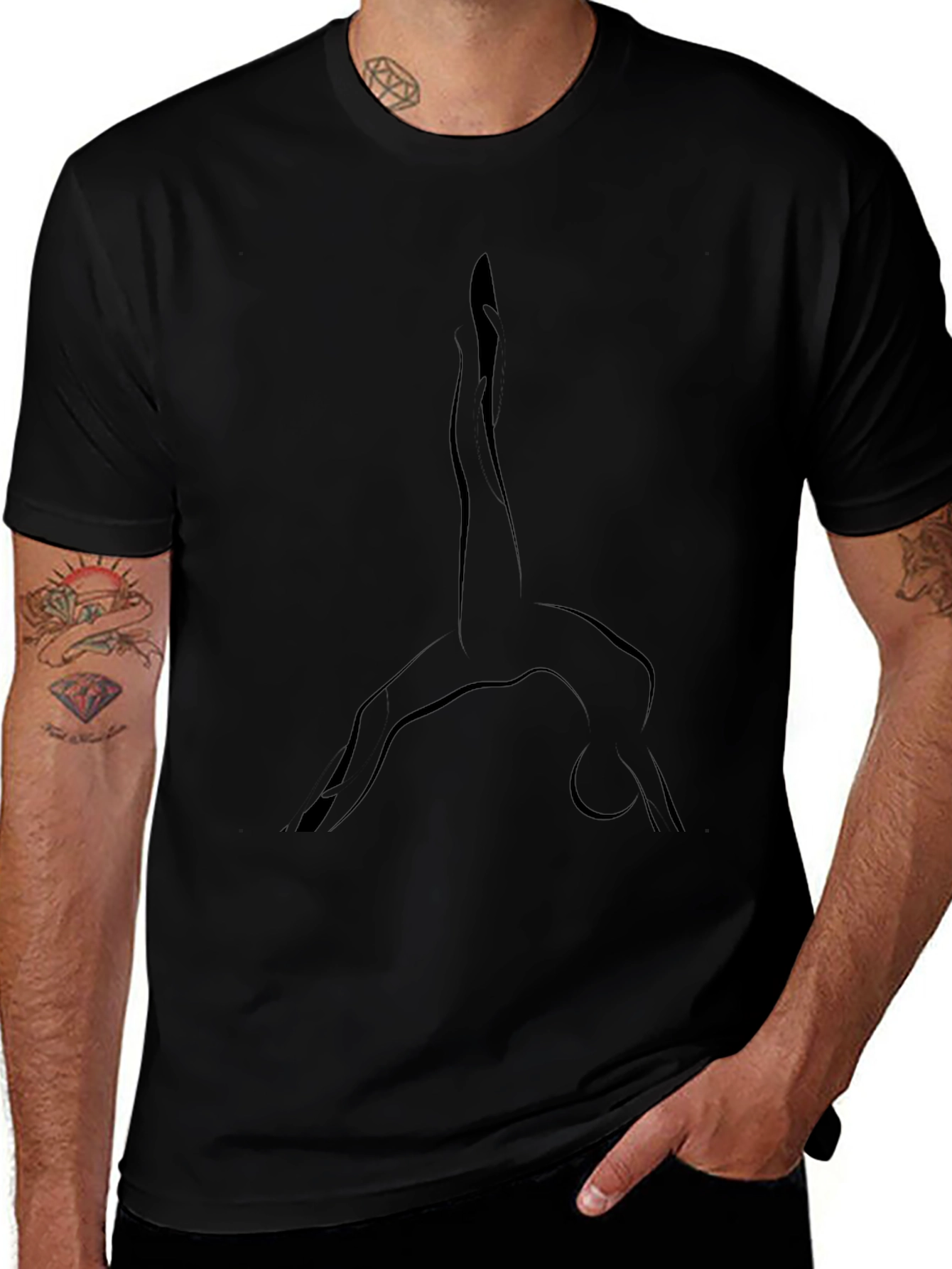 Mens Black Yoga Silhouette Tee