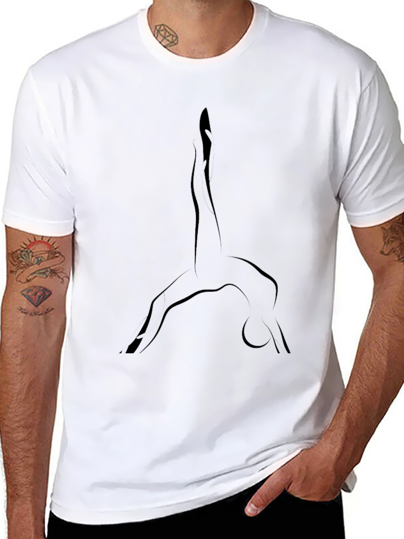 Mens Black Yoga Silhouette Tee