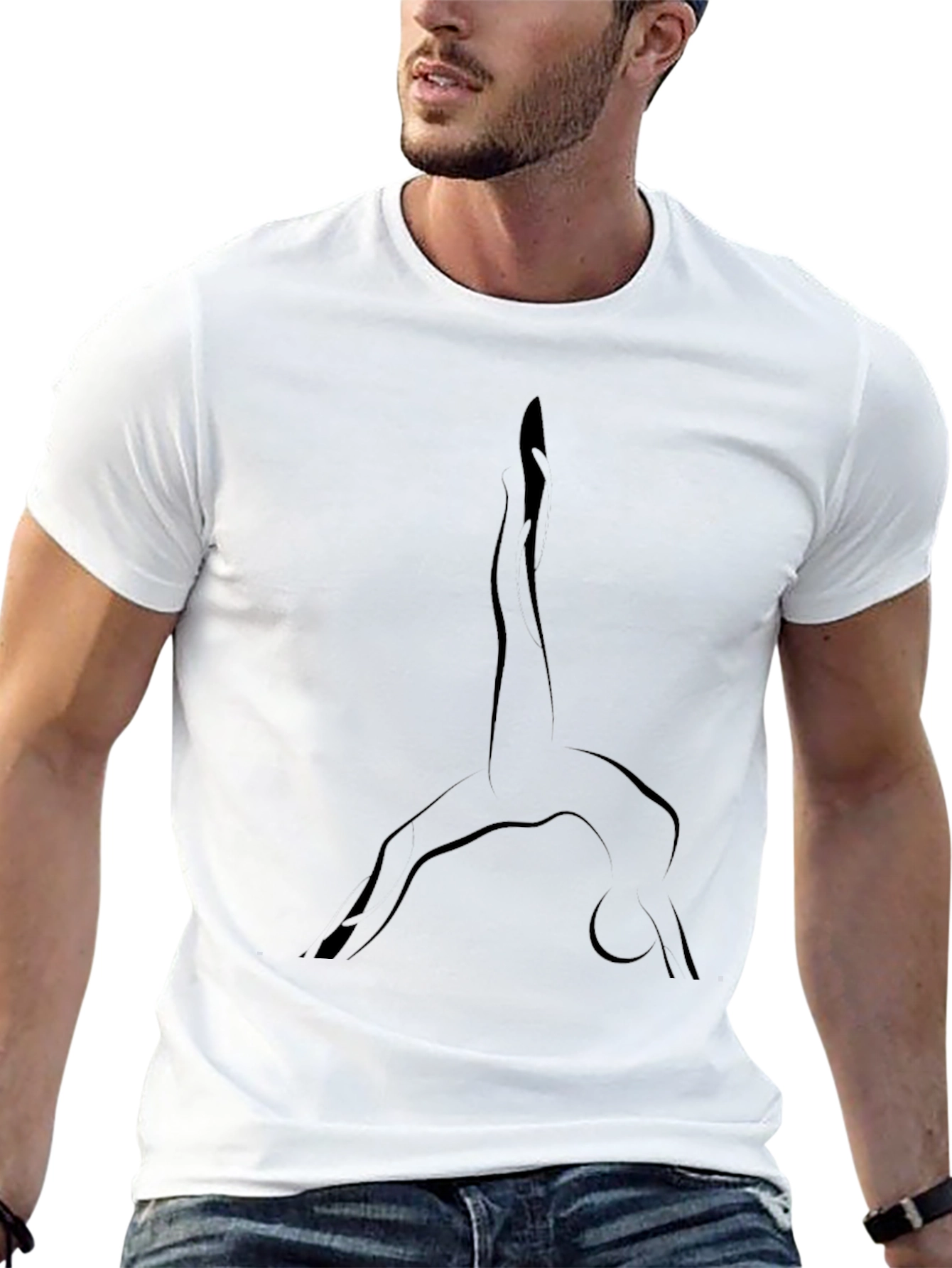 Mens Black Yoga Silhouette Tee