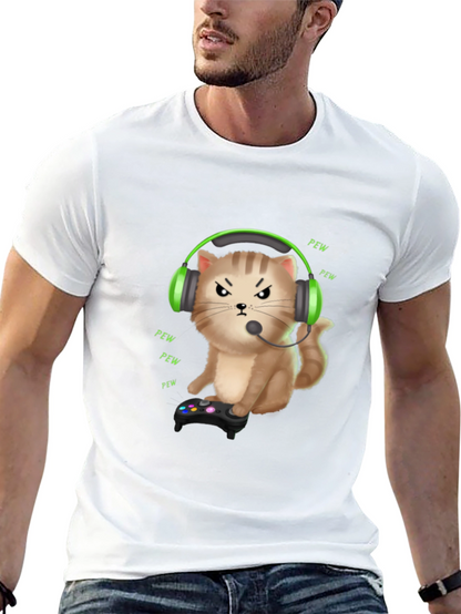 Gamer Cat T-Shirt - Funny Gaming Headset Tee